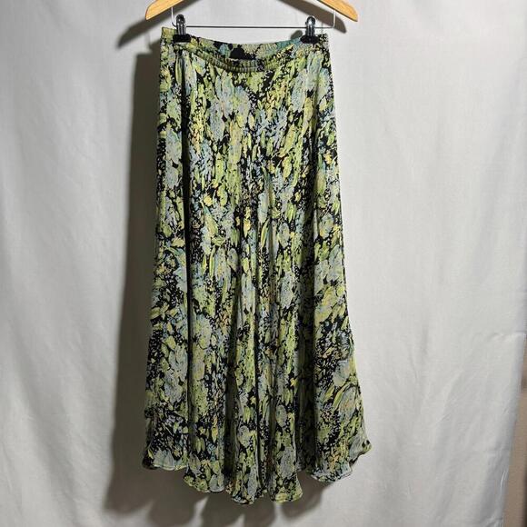Reversible Floral Maxi Skirt Chiffon Boho Whimsigoth Fairy Retro Prairie Sz‎ M - Picture 2 of 6